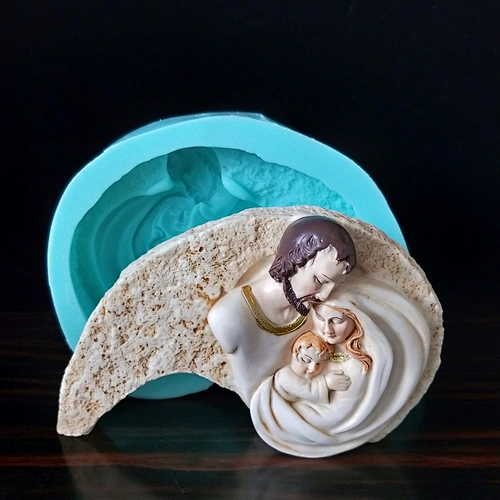 Catholic Holy Family Three Infant Virgin Mary Sleeping Angels Christmas Soap Silicone Mold for Church Gifts Characters