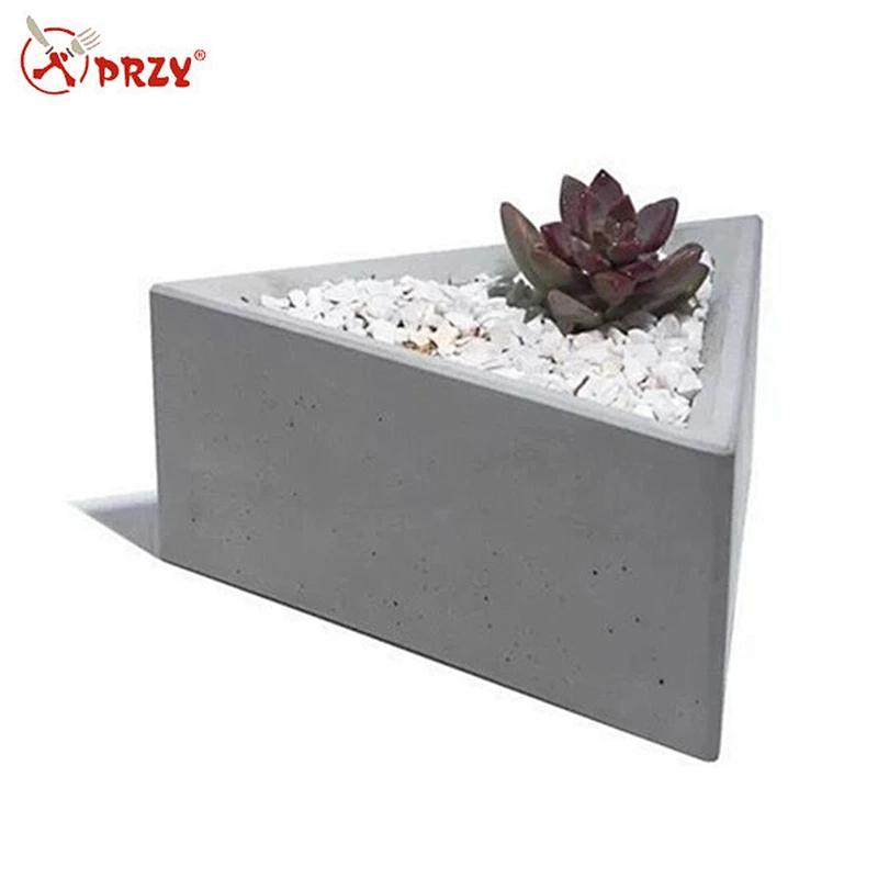 Concrete cement flower pot triangle potted office home silicone mold