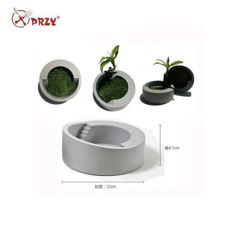 Round garden ladder cement flower pot silicone mold