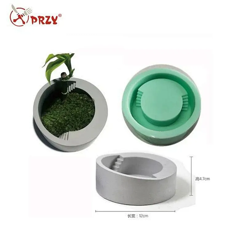 Round garden ladder cement flower pot silicone mold