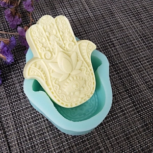 HAMSA Lotus in the palm silicone soap mold khamsah handmade soap making Hand of Fatima mascot molds candle resin clay mould