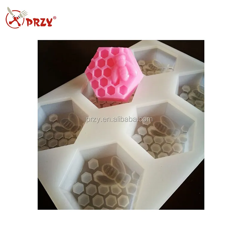 6 Holes Honeycomb Bee Hive Silicone Tray Soap Making Mold with Food Grade Material