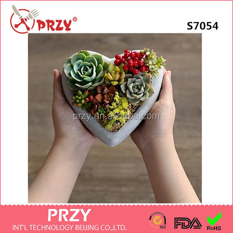 S7054 Heart shape flower pot Silicone concrete Clay mould concrete planter mold