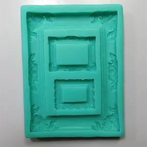 PRZY F1022 Funny 3 Different Sizes Frame Shape Photo Decoration Cake Fondant Silicone Mold for Cake Decorating