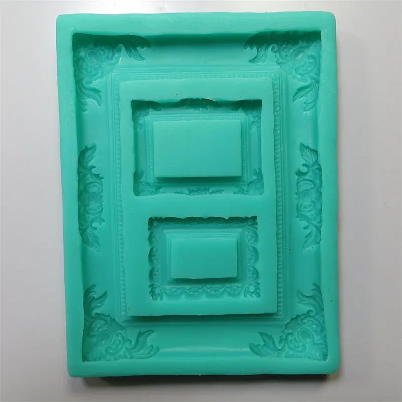 PRZY F1022 Funny 3 Different Sizes Frame Shape Photo Decoration Cake Fondant Silicone Mold for Cake Decorating