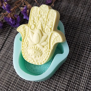 HAMSA Lotus in the palm silicone soap mold khamsah handmade soap making Hand of Fatima mascot molds candle resin clay mould