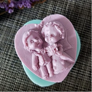 Boy and girl wedding love shape silicone soap mold