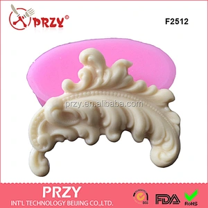 F2512 Home Kitchen baroque decorative embossment Shaped Silicone Fondant Mold