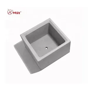 Indoor geometric square cement plant flowerpot silicone mold