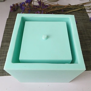 HP0049 Diameter 15 cm Square Shape Concrete Silicone Mold for Planter Cement Pot Home Decoration