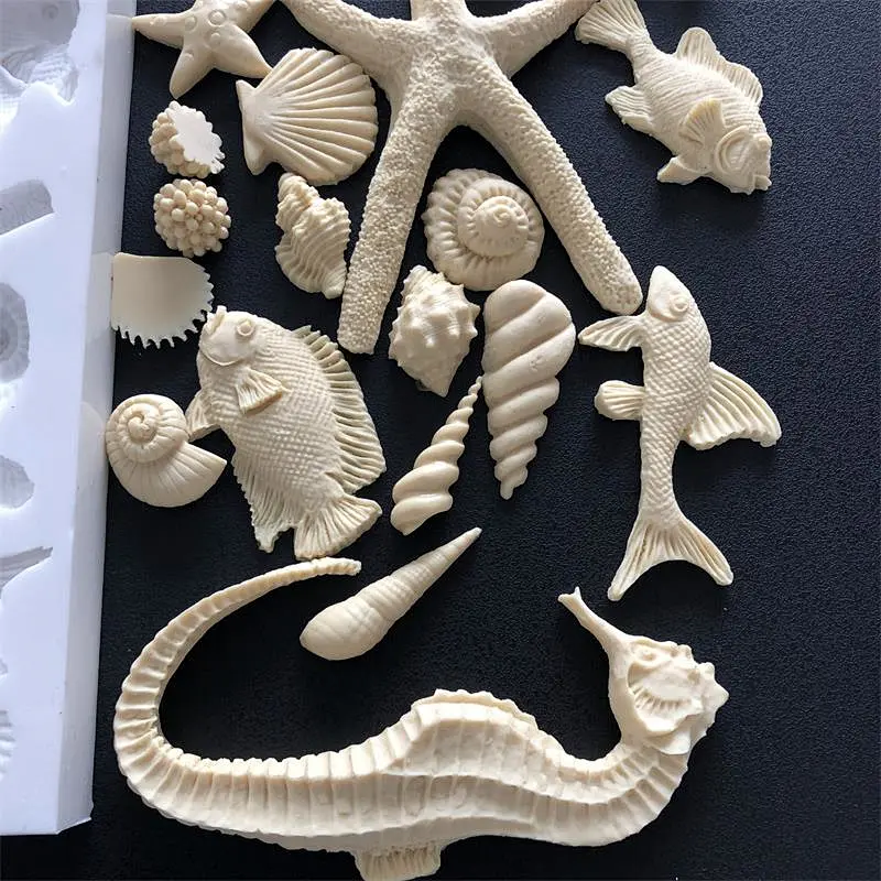 Ocean Style Shell hippocampus Seahorse Decoration Cake  Fondant Silicone Mold with Food Grade Material