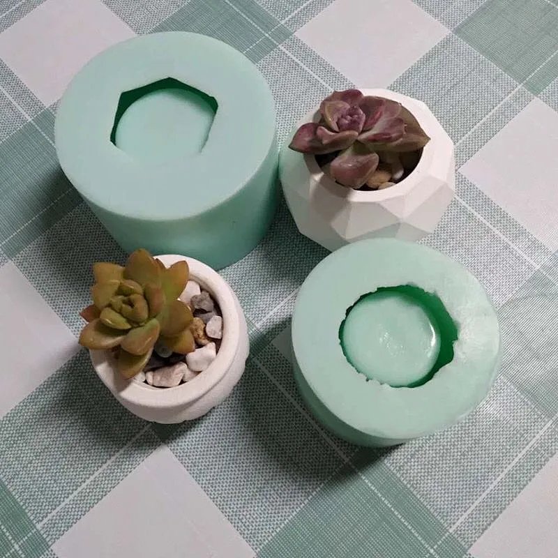 Geometric rhombus cement flower pot resin potted silicone mold