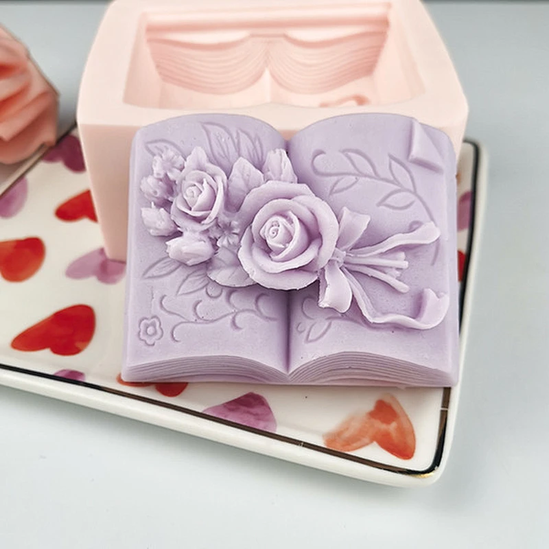 Book flower bouquet modeling silicone soap mold