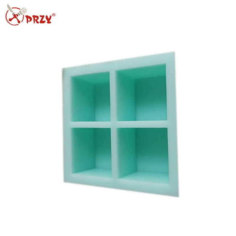 4 cavity square shape silicone mold foor soap making