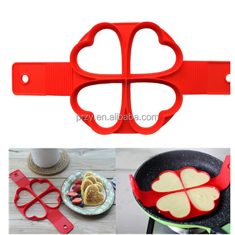 Cake Tool Flippin Fantastic Egg fryer Pancakes Heat Resistant 4 Cavity Flower Shape Silicone Pancake Mold