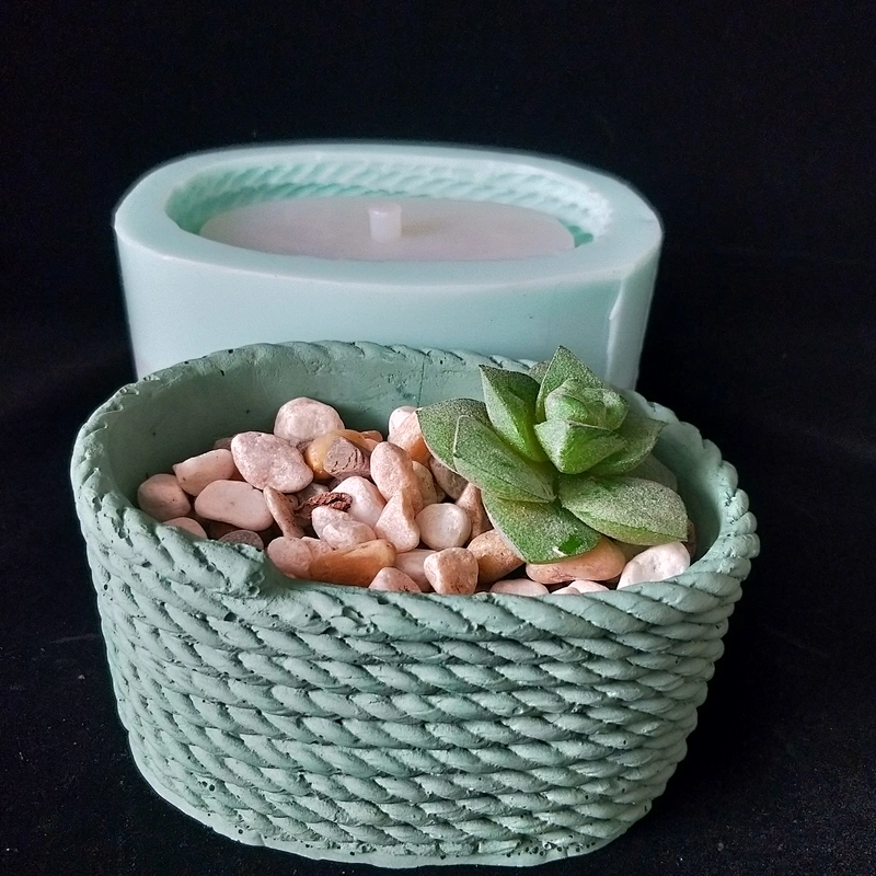 Flower Basket Series Cement Flower Pot Silicone Mould