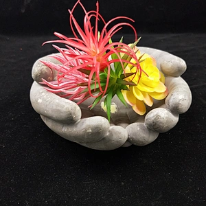 Hand shape cement plant flower pot silicone mould, concrete home decoration