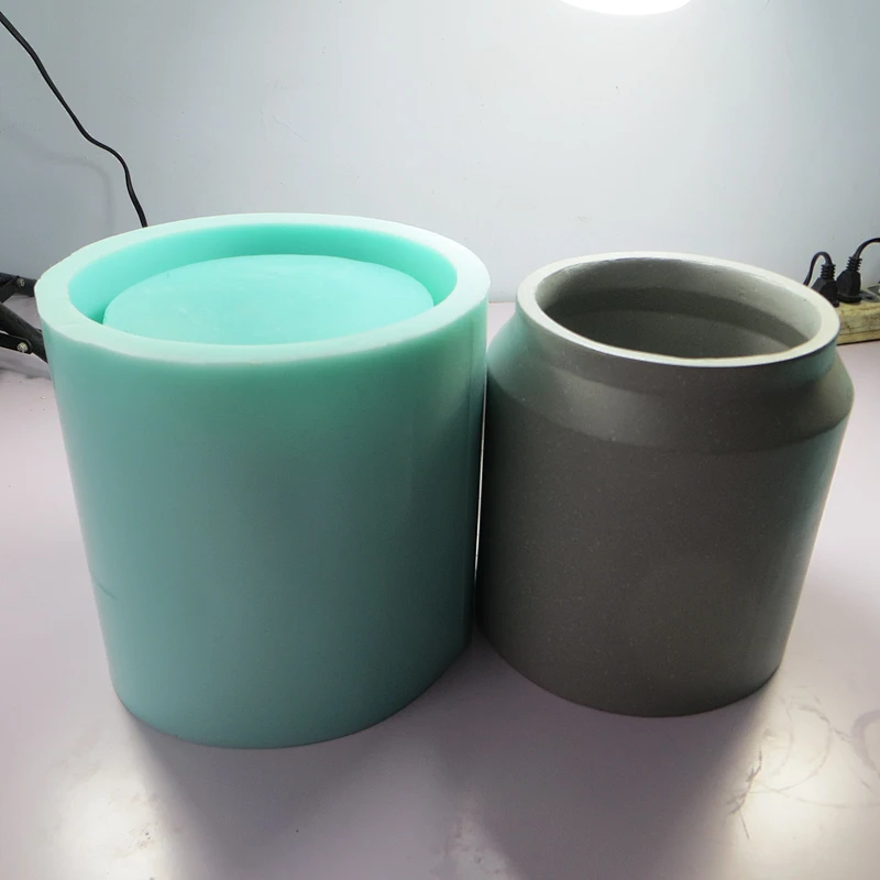 HP0030 Large Size Cylinder Shape Concrete Flower Pot Silicone Mold For Home Decoration