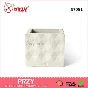 S7051 Triangular texture square shape cement pots silicone molds clay crafts for concrete