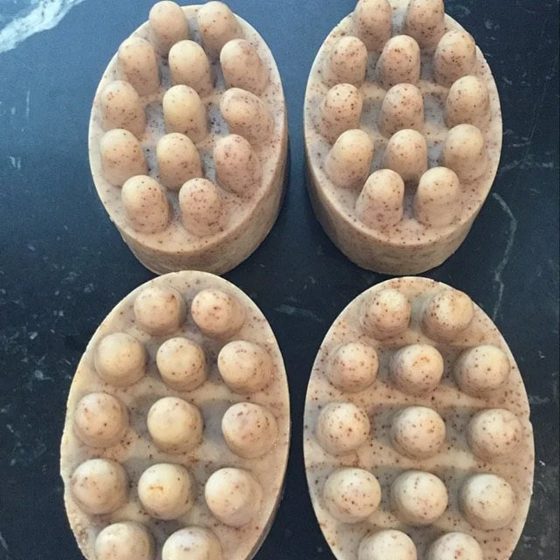 PR378 Cheap Massage Oval Shaped 4 Holes Handmade Soap Factory Directly Supply Silicone Mold