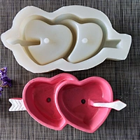 Heart to Heart Shape HOME Decoration Planter Cement Pot DIY Concrete Flower Silicone Molds
