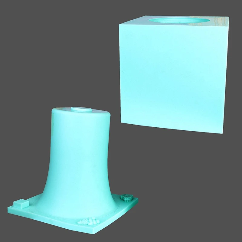 PRZY High tube garden resin handmade concrete silicone flower pot mold with wooden box