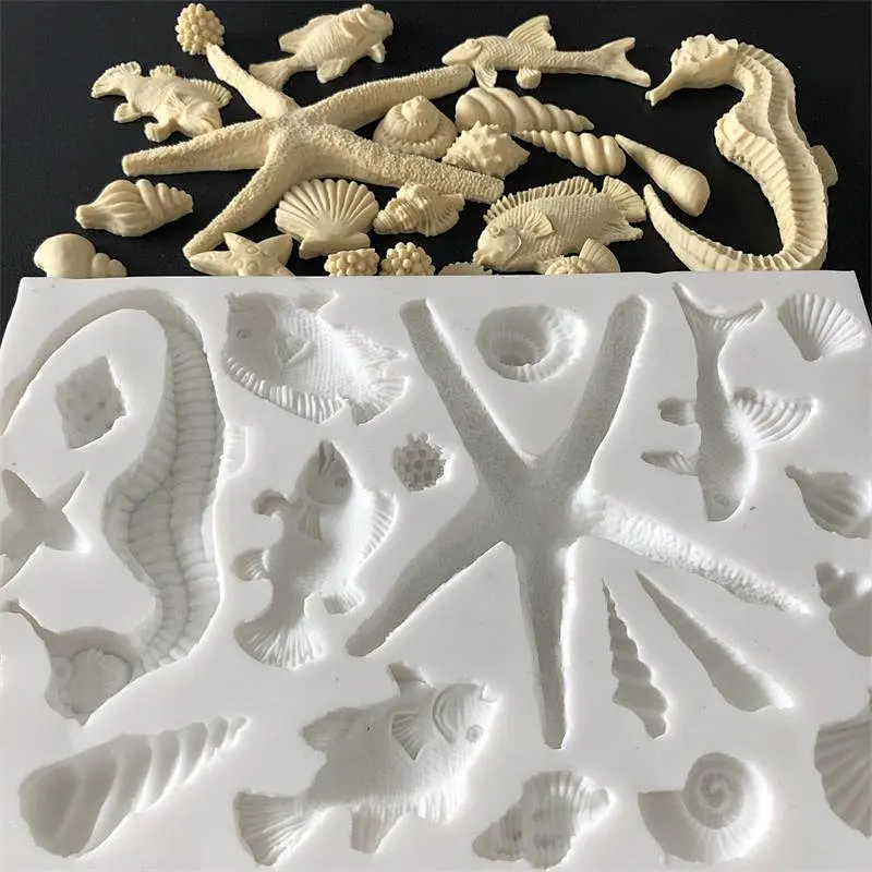 Ocean Style Shell hippocampus Seahorse Decoration Cake  Fondant Silicone Mold with Food Grade Material