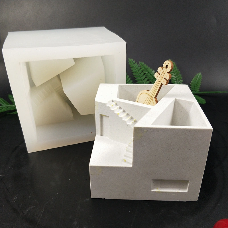 Staircase cement pen holder ladder series silicone mold