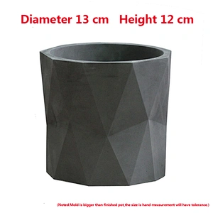HP0132 Flower Concrete Pot Diamond Cut Geometric Shaped Planter Silicone Mold with Water Hole Vase Making Home Garden Decoration