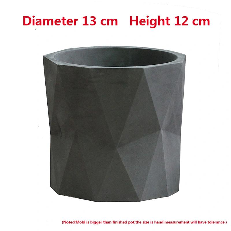 HP0132 Flower Concrete Pot Diamond Cut Geometric Shaped Planter Silicone Mold with Water Hole Vase Making Home Garden Decoration