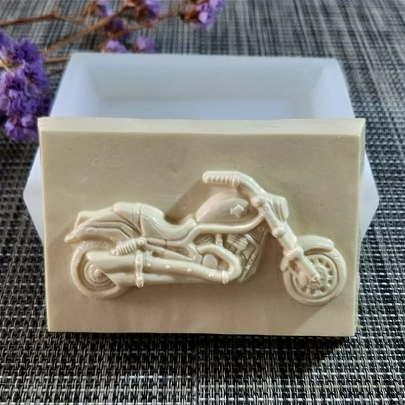 Rectangular motorcycle pattern silicone soap mold