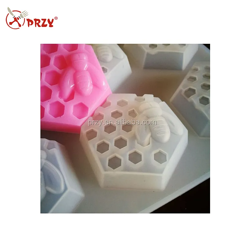 6 Holes Honeycomb Bee Hive Silicone Tray Soap Making Mold with Food Grade Material