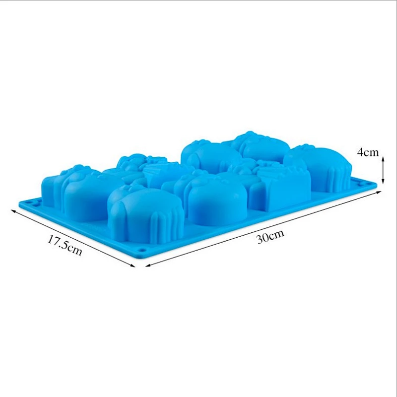Food grade silica gel 8 holes animal shape silicone cake mold for baking tools