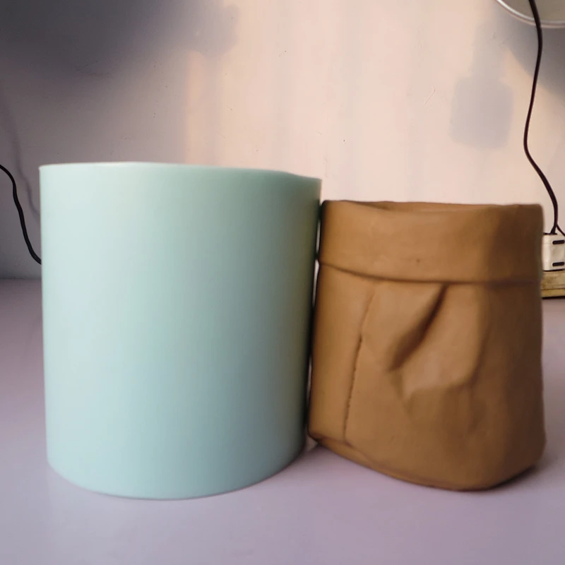Nordic modern kraft paper bag shaped flower planter pot creative home decoration concrete silicone mold