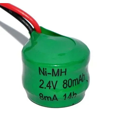 Rechargeable 2.4v 80mah nimh button cell battery for flashlight