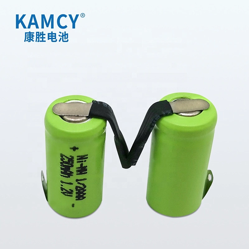 rechargeable  battery NI-MH 1/2AAA 250mAh 1.2V with solder tabs