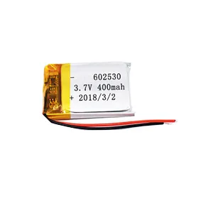 Small size lipo battery 602530 rechargeable li polymer battery 400mah 3.7v for RC car