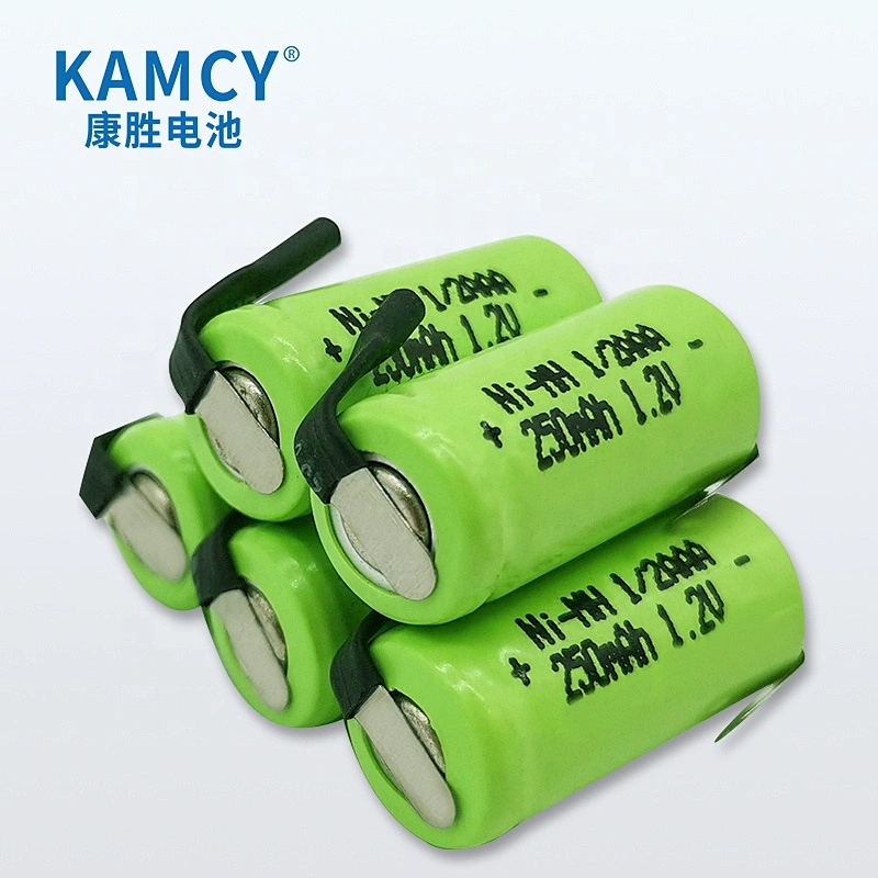rechargeable  battery NI-MH 1/2AAA 250mAh 1.2V with solder tabs