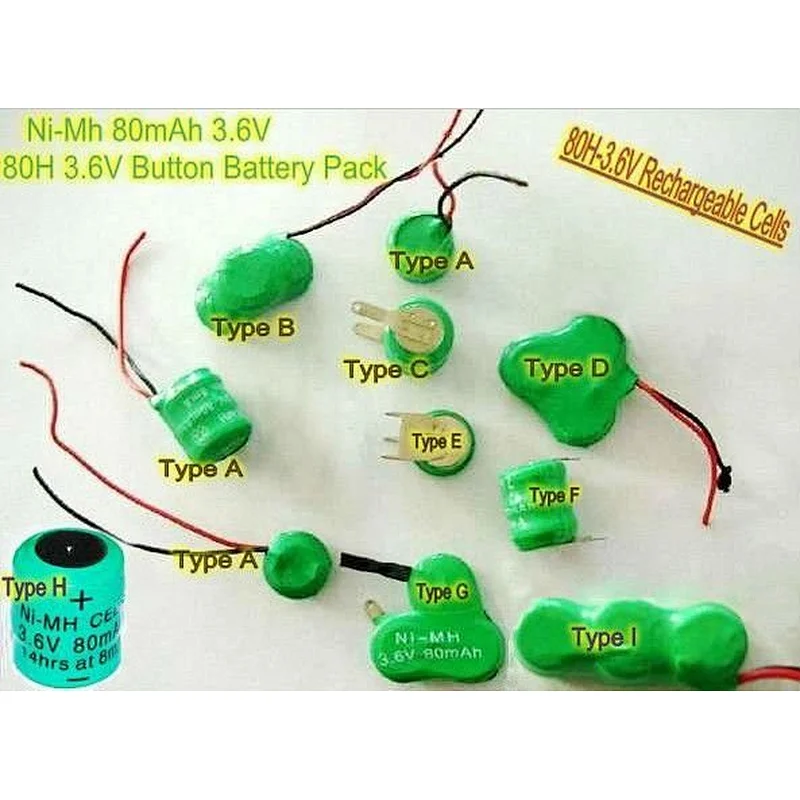 3.6V button cell pack nimh 40H 40mAh battery pack