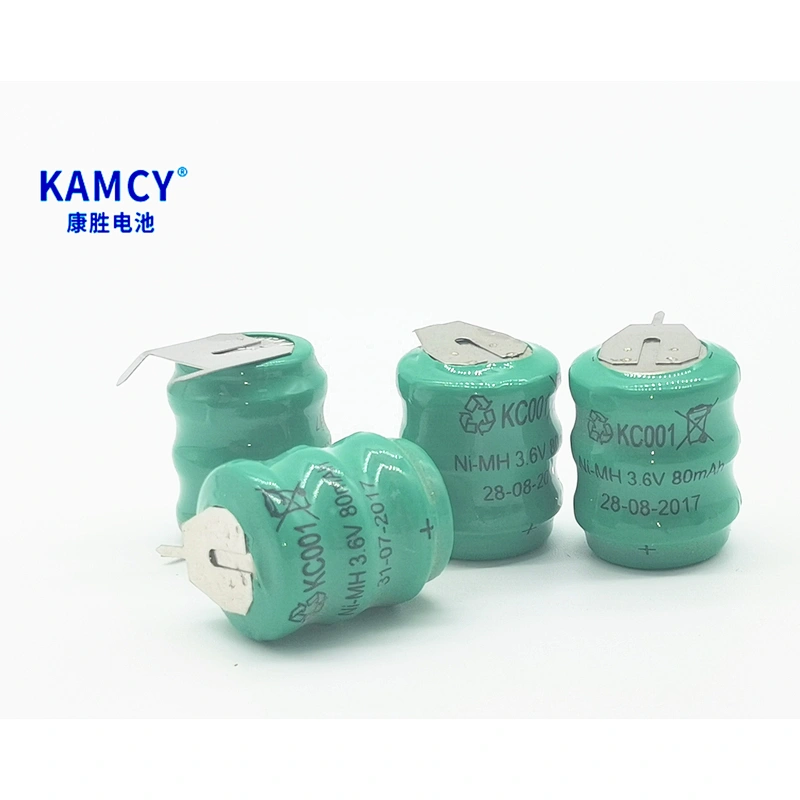 NI-MH button cell battery 80mAh 3.6V battery with solder tabs