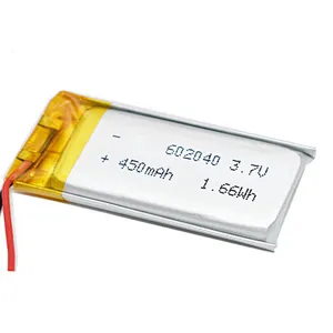 factory price 602040 3.7V 450mAh li polymer rechargeable batteries