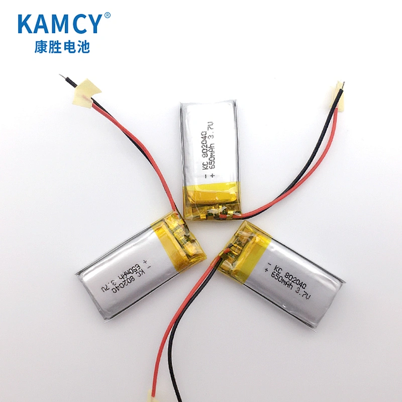 Flat lipo battery 802040 3.7V 650mAh small lipo battery  T8.0mm W20mm L40mm for lamps