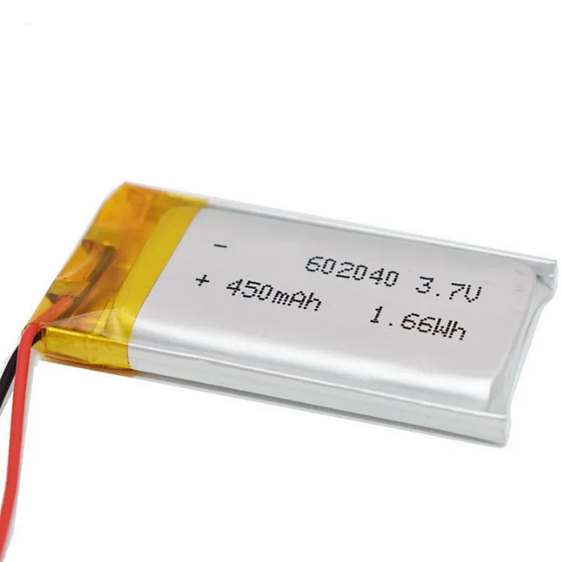 factory price 602040 3.7V 450mAh li polymer rechargeable batteries