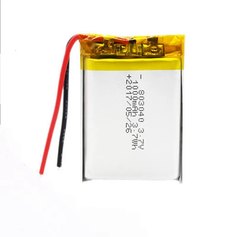 803040 3.7v 1000mAh Rechargeable Lipo Battery IEC UN38.3 MSDS Approved Lithium Polymer Battery