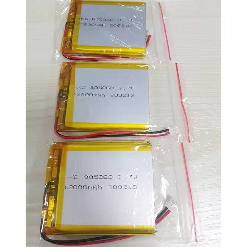 805060 3.7v 3000mAh Rechargeable Lipo Battery IEC UN38.3 MSDS Approved Lithium Polymer Battery