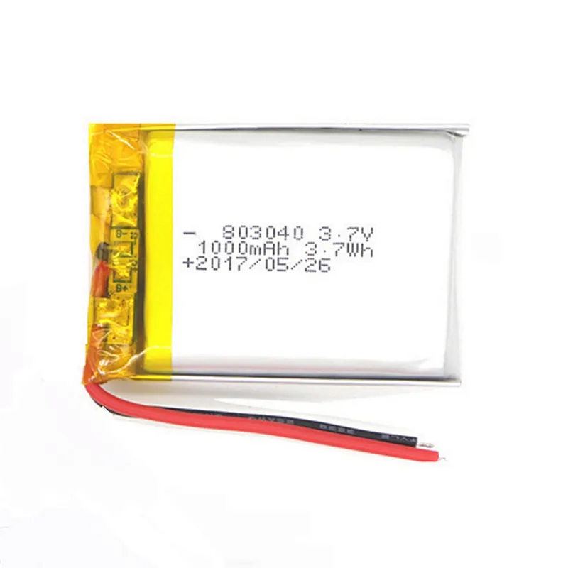 803040 3.7v 1000mAh Rechargeable Lipo Battery IEC UN38.3 MSDS Approved Lithium Polymer Battery