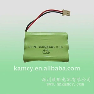 Rechargeable NiMH AAA600mAh 3.6V battery pack with wires and connector for home appliances