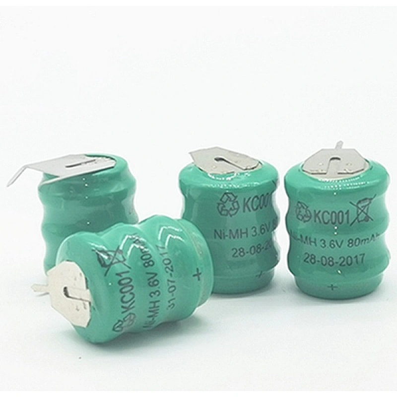 Ni-mh Button Cell Small Battery 80mAh Rechargeable Nimh Battery with Solder Tabs