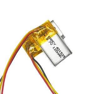 Rechargeable 401525 3.7v 120mah li polymer battery 120mah lipo 401225 for Medical device