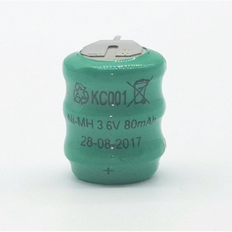 Ni-mh Button Cell Small Battery 80mAh Rechargeable Nimh Battery with Solder Tabs
